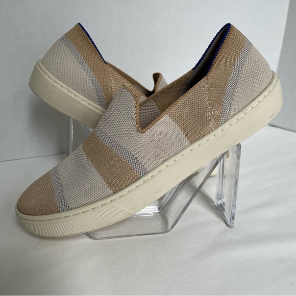 Rothy’s The Sneaker Birch Neutral Stripe Shoes Size 7.5 - Picture 3 of 13